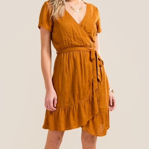 Blue Rain Dresses & Skirts - Francesca's Amber Lurex Wrap Dress